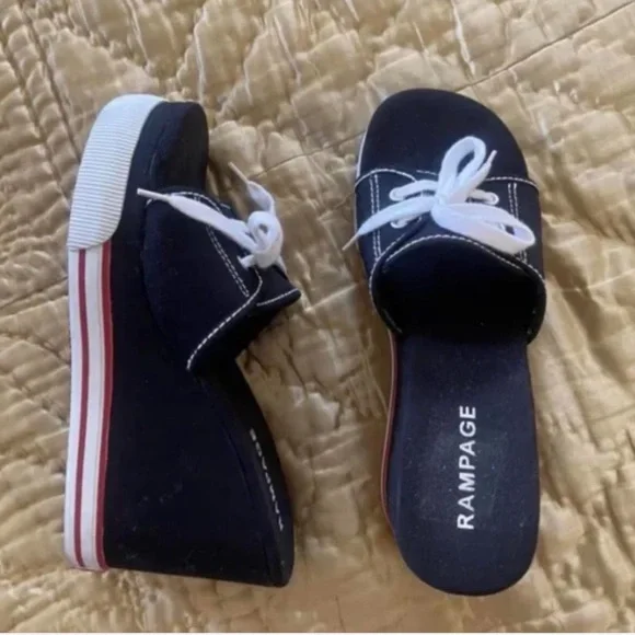 Platform mules 90s vintage slides chunky platform sailor style y2k sandals - Picture 2 of 5